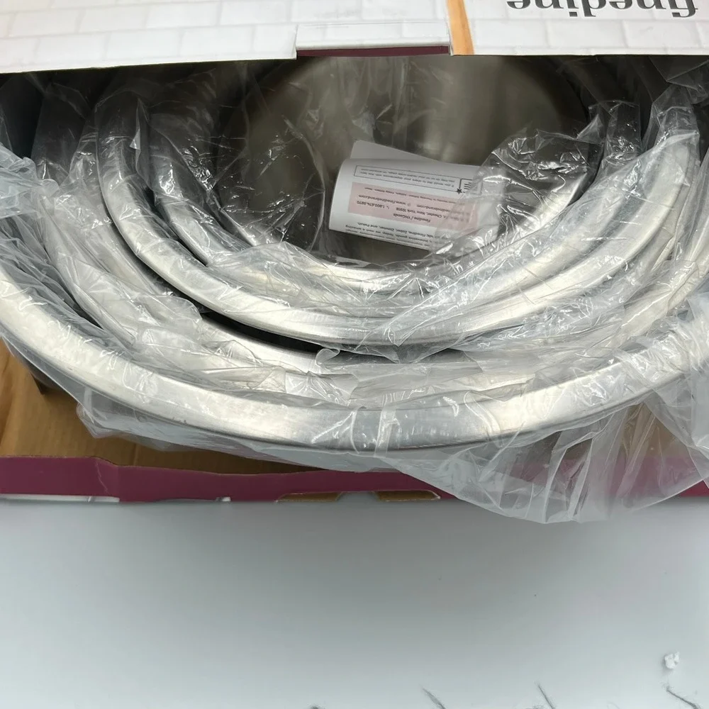 FineDine Mixing Bowls Set 6 Piece Silver Stainless Steel Brand New Nesting Set